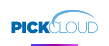 PickCloud logo with the word "PICK" in bold blue and "CLOUD" in light gray, featuring a blue arc above the text.