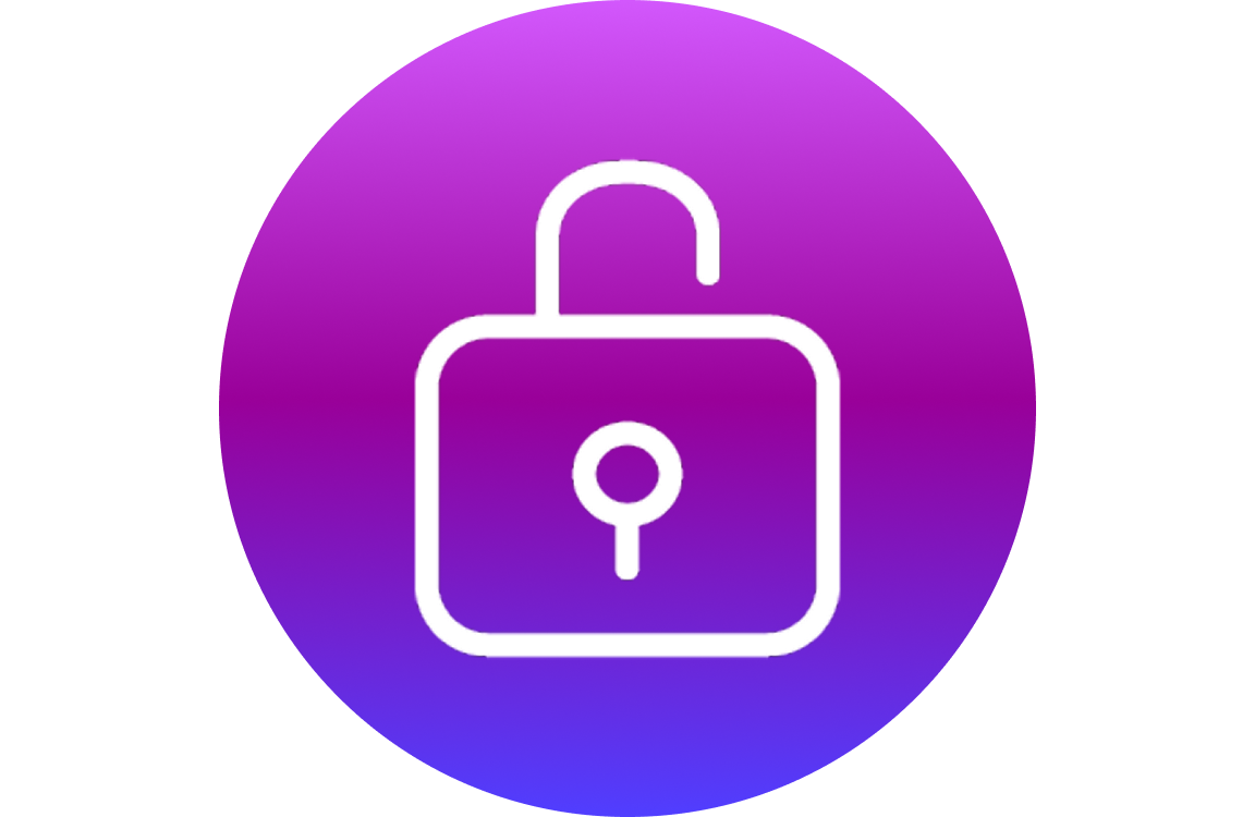 Icon showing an open padlock, representing security and access control.