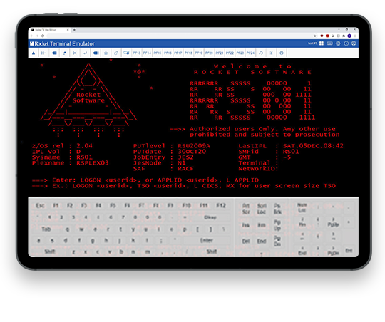 Image of Rocket Terminal Emulator (Web Edition) on a tablet