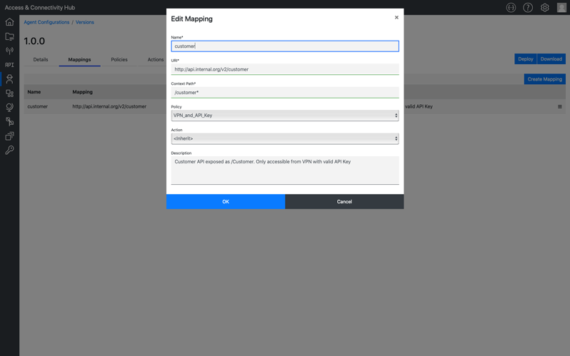 Agent configuration policy for mapping