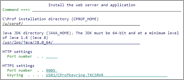 The Web UI installation panel - HTTPS setup