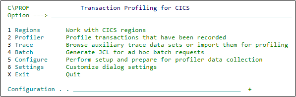 Prof primary option menu