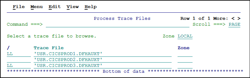 Importing three externally-sourced auxiliary trace data sets at once