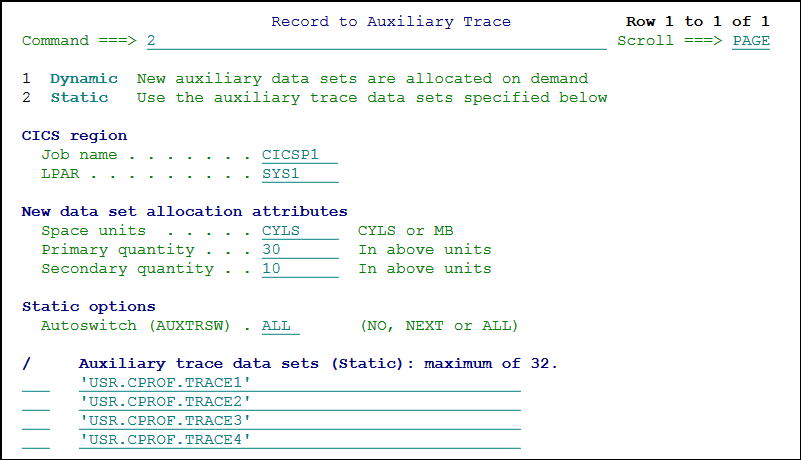 Recording to CICS auxiliary trace data sets that are compatible with the IBM-supplied trace utility print program (DFHTU700) using C\PRof