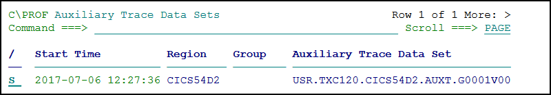 Selecting an auxiliary trace data set