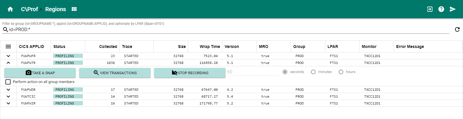 C\\Prof Web UI regions overview table layout