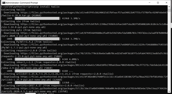 pip install twilio