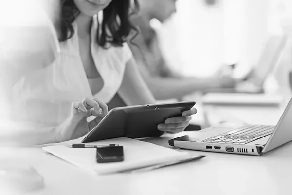 woman working with a tablet