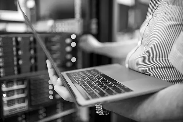 a laptop in hands