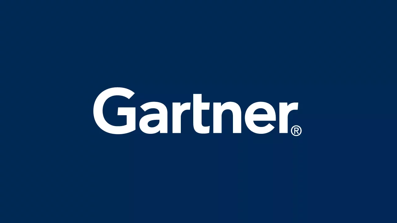 Gartner logo on a blue background