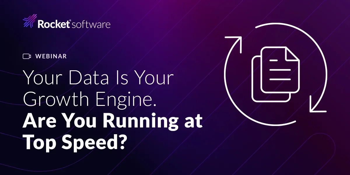 Purple banner for the Your Data is Your GRowth Engine. Are You Running at Top Speed? webinar