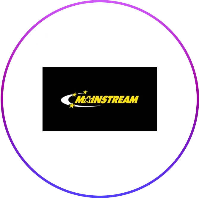 Mainstream logo with a circular frame
