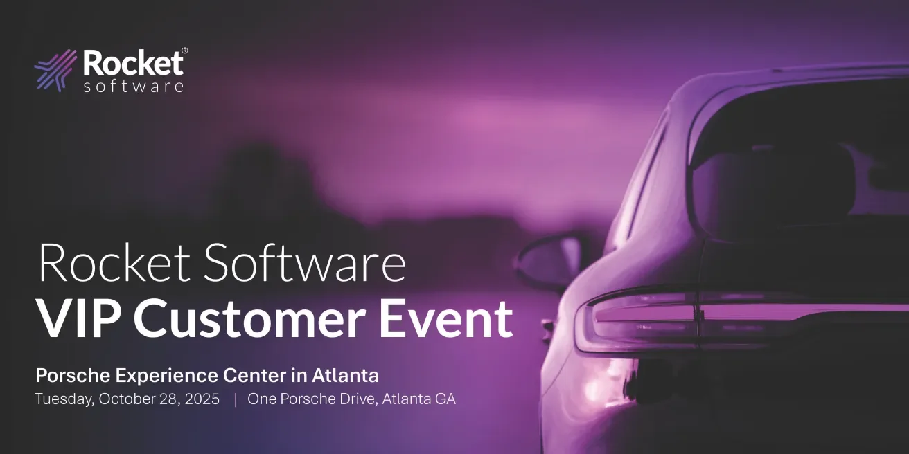 Purple event banner with a photo of a luxury car