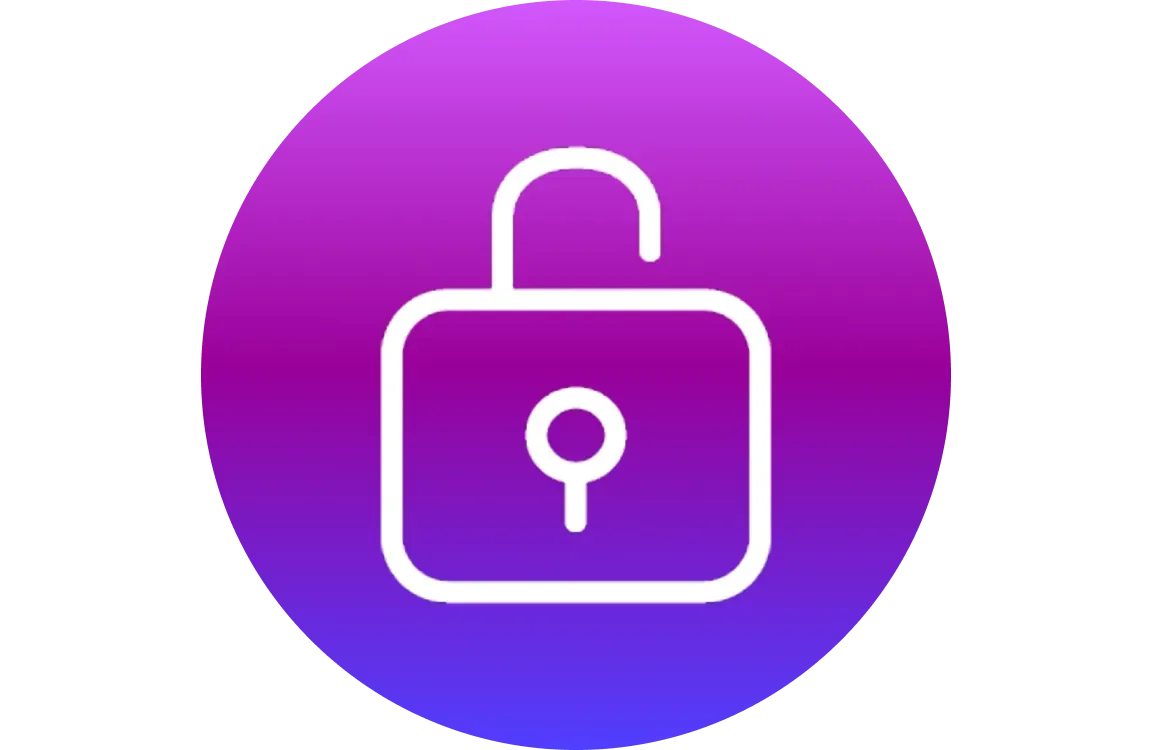 Icon showing an open padlock, representing security and access control.