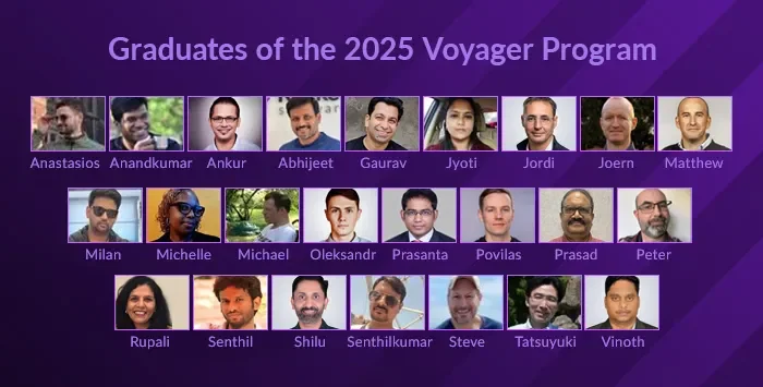 Headshots of graduates of the 2025 Voyager program