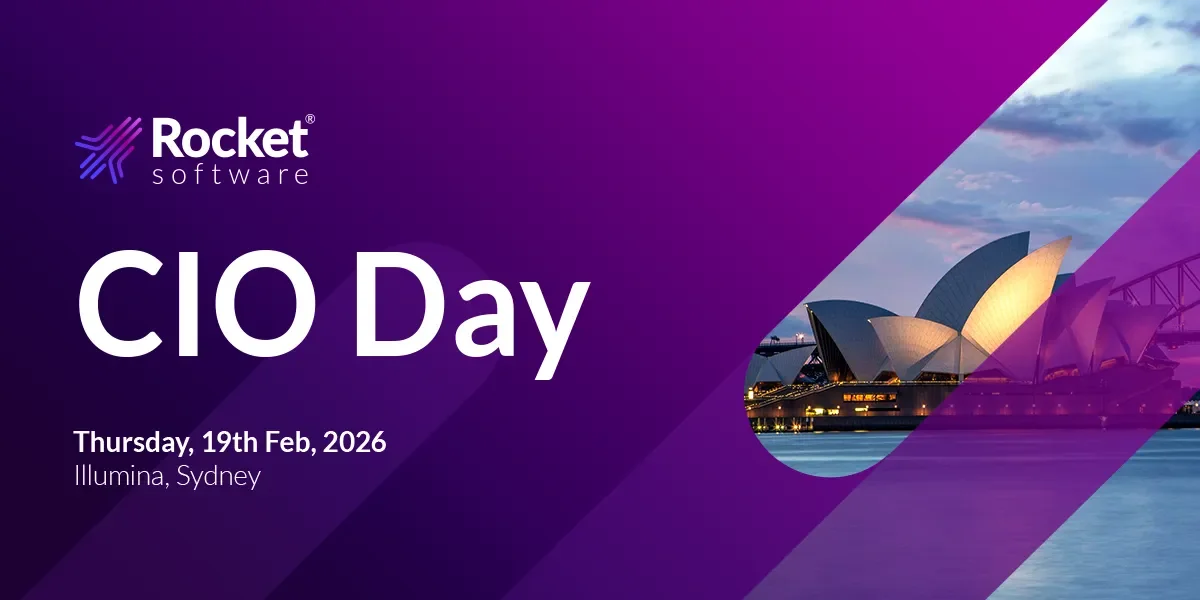 Purple CIO Day banner with Sydney opera view