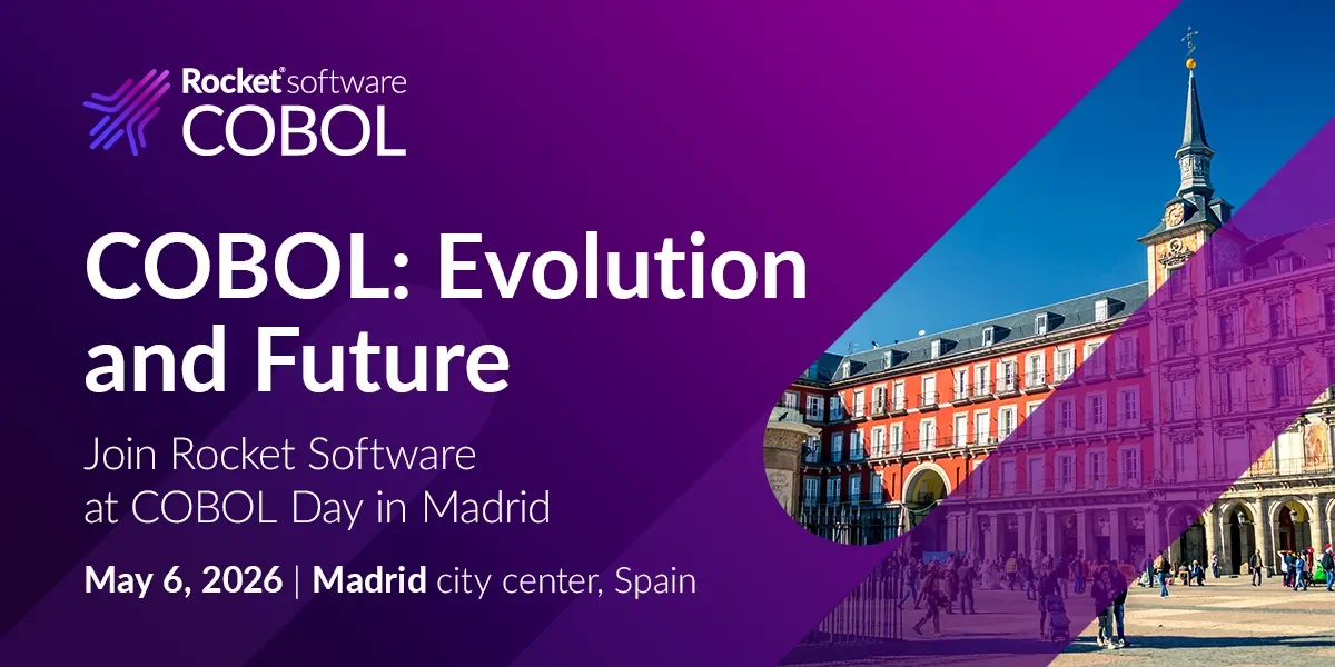Purple event banner for COBOL Day Madrid