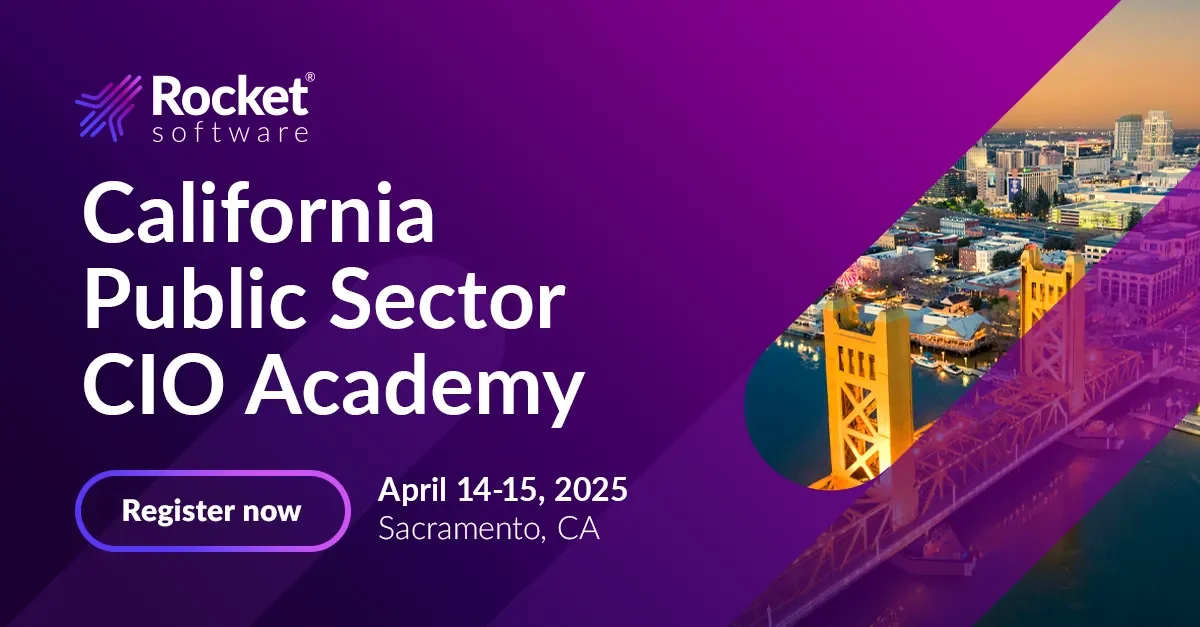 Purple event banner for California Public Sector CIO Academy