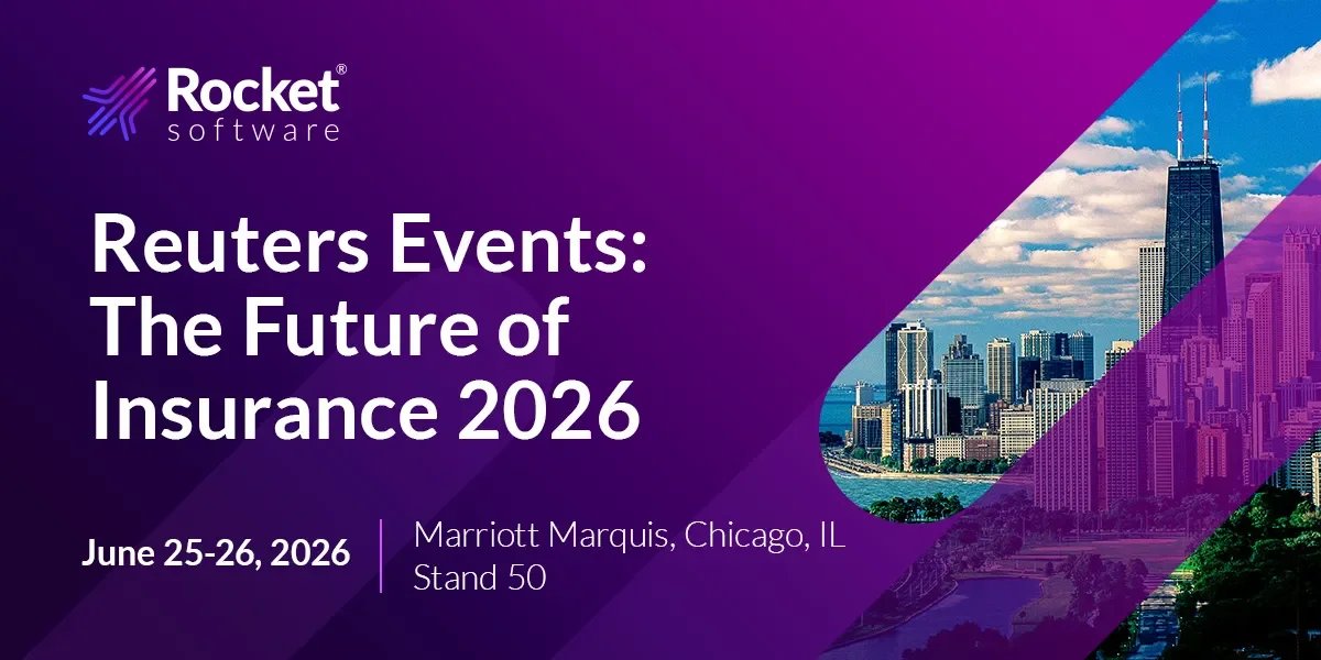 Purple event banner for The Future of Insurance 2026