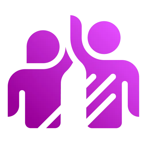 Purple streamlined icons of two people