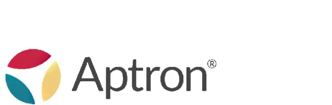 Black Aptron logo with 3 colored wheel