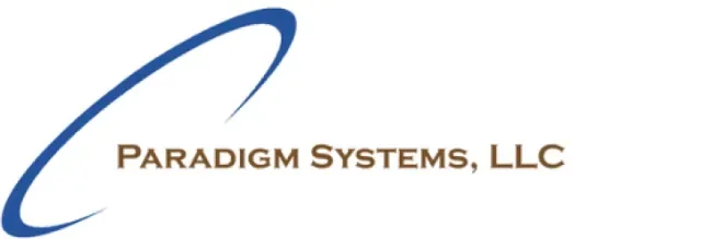 Blue and yellow Paradigm Systems logo
