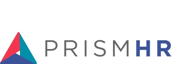 Grey and blue PrismHR logo