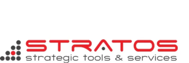 Red and grey Stratos logo