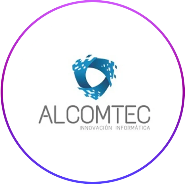 Alcomtec logo with a circular frame