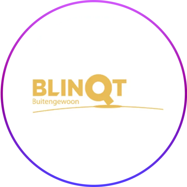 Blinqt logo in a circular frame