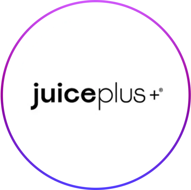 Juice plus logo in a circular frame