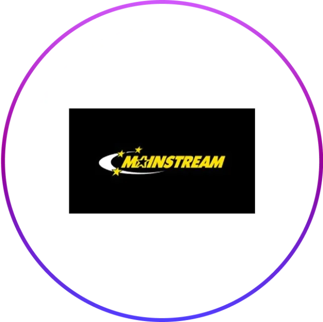 Mainstream logo with a circular frame