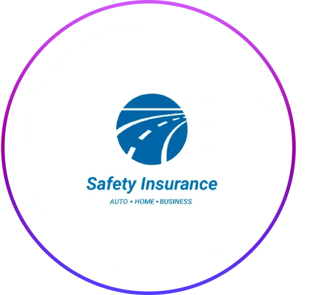 Safety insurance logo in a circular frame