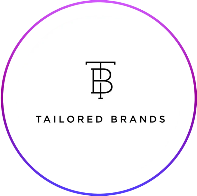 Tailored Brands logo in a circular frame