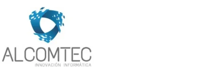 Blue and grey Alcomtec logo