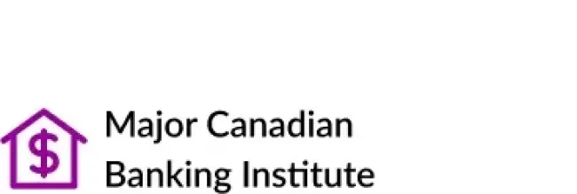 Logo of Major Canadian Banking Institute with a purple dollar-sign house icon
