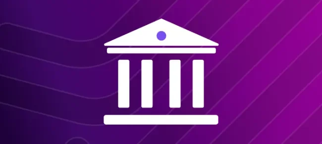 bank icon a purple background