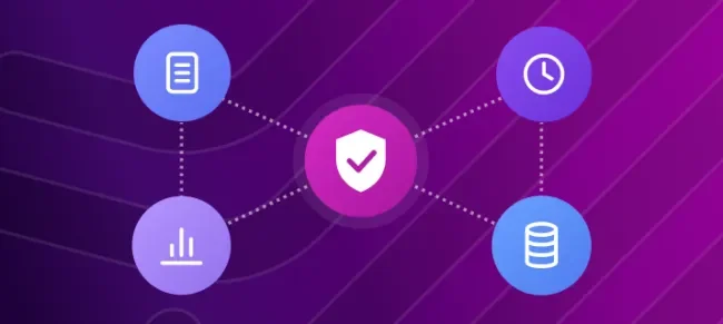 Connection icons on a purple background