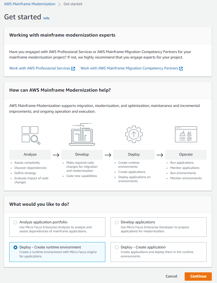 AWS get started page